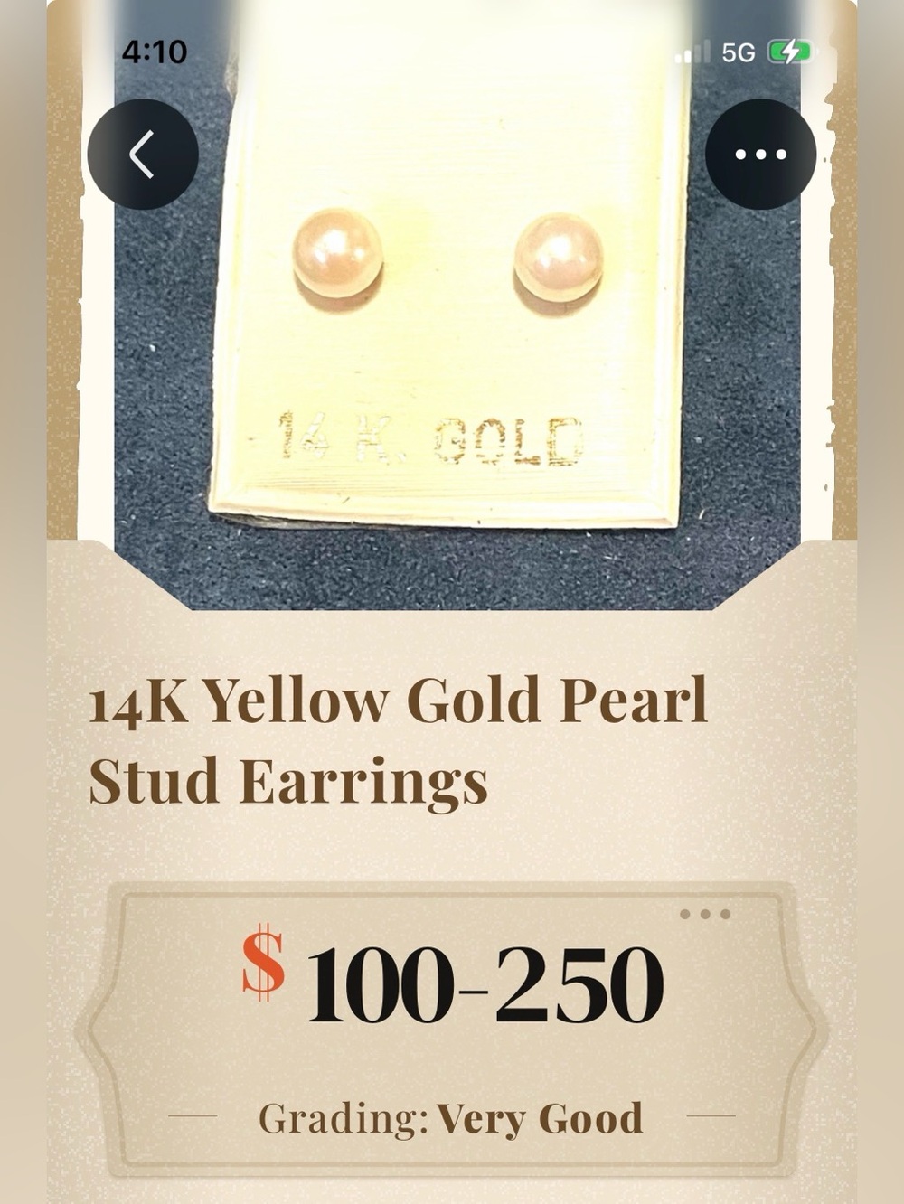 14k Gold Pearl Stud Earrings View 2